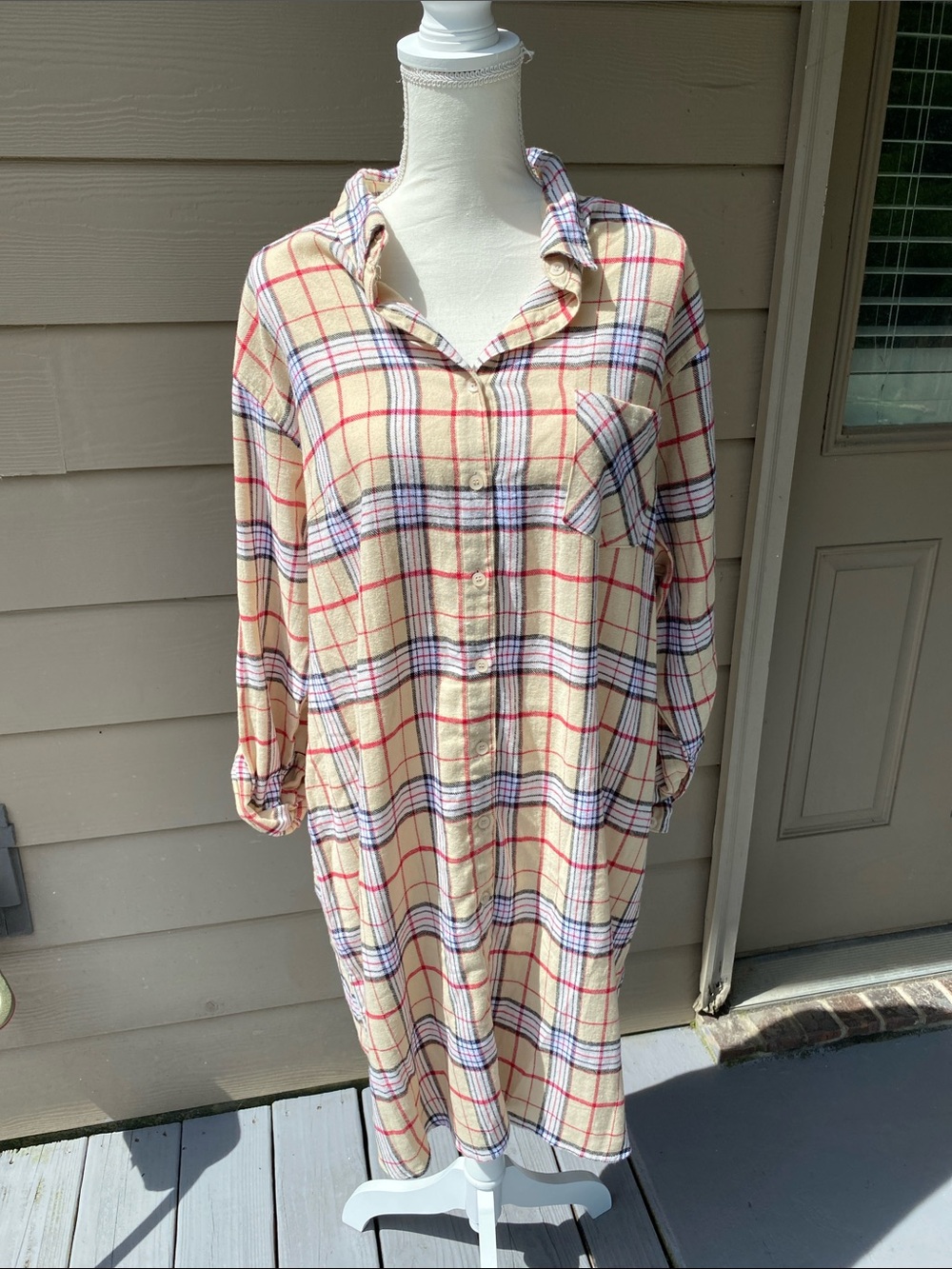 4/$20 plaid button down tunic dress
